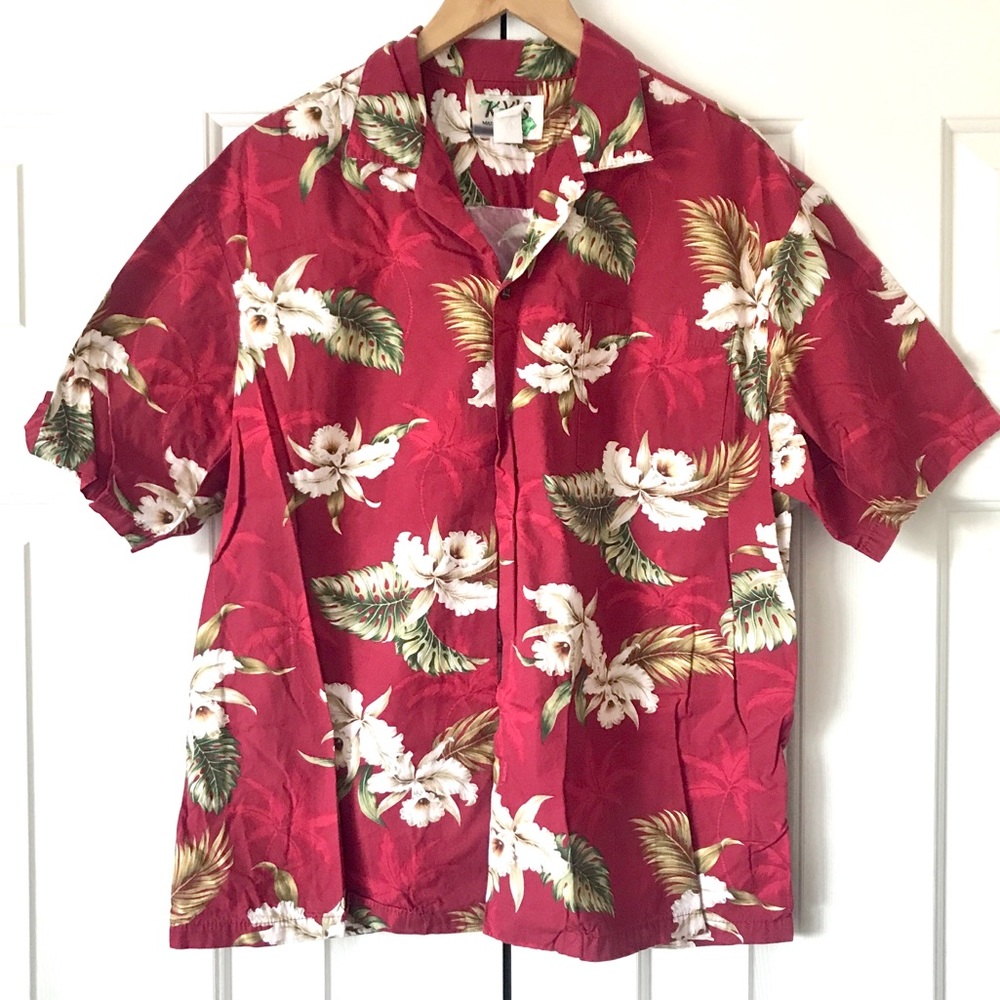 SIZE XL RED ALOHA SHIRT BY KY INTERNATIONAL